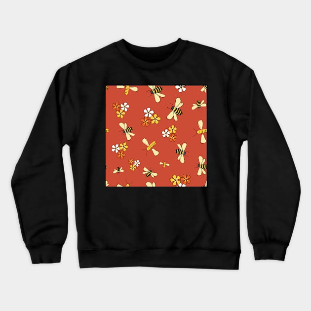 Spring flight Bees and Flowers Crewneck Sweatshirt by MegMarchiando